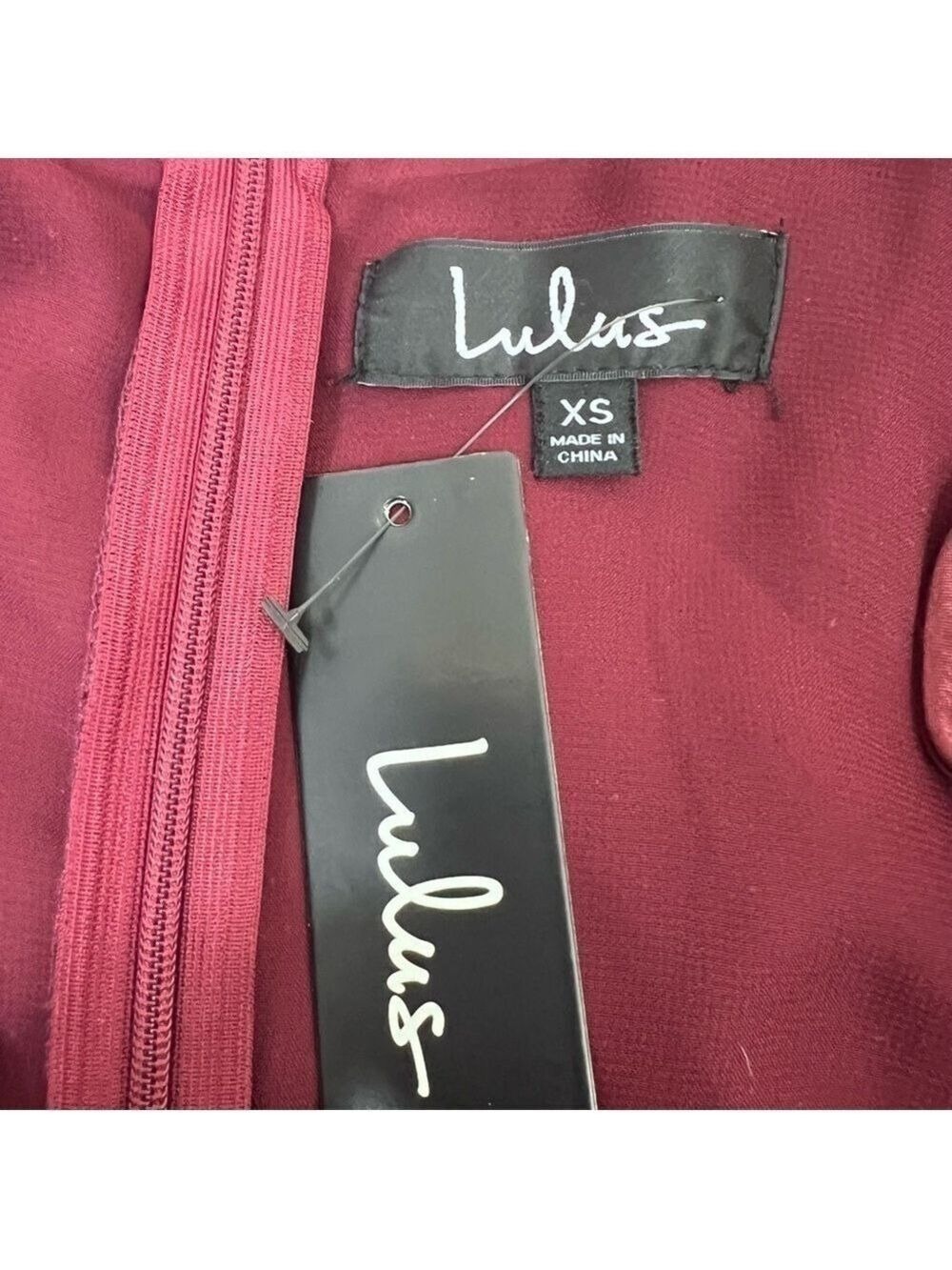 Lulus Burgundy Satin Maxi Dress Size XS NWT Wedding Pom Concert Party Pom - Picture 9 of 12